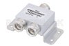 Low PIM 2 Way 4.1/9.5 Mini DIN Power Divider From 617 MHz to 2.7 GHz Rated at 30 Watts