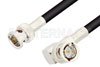 75 Ohm BNC Male to 75 Ohm BNC Male Right Angle Cable Using 75 Ohm RG59 Coax, RoHS