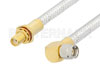 SMA Male Right Angle to SMA Female Bulkhead Cable Using PE-SR401FL Coax, RoHS