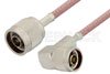 N Male to N Male Right Angle Cable Using RG142 Coax