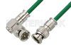 75 Ohm BNC Male to 75 Ohm BNC Male Right Angle Cable Using 75 Ohm PE-B159-GR Green Coax
