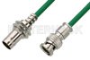 75 Ohm BNC Male to 75 Ohm BNC Female Bulkhead Cable Using 75 Ohm PE-B159-GR Green Coax