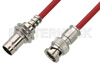 75 Ohm BNC Male to 75 Ohm BNC Female Bulkhead Cable Using 75 Ohm PE-B159-RD Red Coax