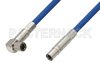 75 Ohm Mini SMB Plug to 75 Ohm Mini SMB Plug Right Angle Cable Using 75 Ohm PE-B159-BL Blue Coax
