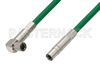 75 Ohm Mini SMB Plug to 75 Ohm Mini SMB Plug Right Angle Cable Using 75 Ohm PE-B159-GR Green Coax