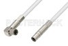 75 Ohm Mini SMB Plug to 75 Ohm Mini SMB Plug Right Angle Cable Using 75 Ohm PE-B159-WH White Coax