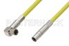 75 Ohm Mini SMB Plug to 75 Ohm Mini SMB Plug Right Angle Cable Using 75 Ohm PE-B159-YW Yellow Coax