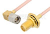 SMA Male Right Angle to SMA Female Bulkhead Cable Using RG405 Coax, RoHS