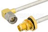 SMA Female Bulkhead to SMA Male Right Angle Cable Using PE-SR402FL Coax