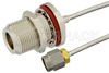 SMA Male to N Female Bulkhead Semi-Flexible Precision Cable Using PE-SR405FL Coax, LF Solder, RoHS