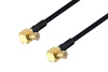 MCX Plug Right Angle to MCX Plug Right Angle Cable Using PE-SR405FLJ Coax with 180 Deg. Clock