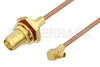 SMA Female Bulkhead to MMCX Plug Right Angle Cable Using RG178 Coax