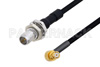 Slide-On BMA Plug Bulkhead to SMP Female Right Angle Cable Using PE-SR405FLJ Coax