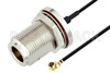 N Female Bulkhead to UMCX 2.5 Plug Cable Using 1.13mm Coax, RoHS