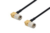 SMA Male Right Angle to SMA Male Right Angle Cable Using PE-SR405FLJ Coax with HeatShrink