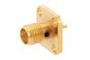 SMA Female Connector Solder Attachment 4 Hole Flange Mount Solder Cup Terminal, .340 inch Hole Spacing