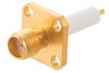 SMA Female Connector Solder Attachment 4 Hole Flange Mount Stub Terminal, .340 inch Hole Spacing
