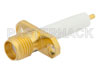 SMA Female Connector Solder Attachment 2 Hole Flange Mount Stub Terminal, .481 inch Hole Spacing, .050 inch Diameter, Gold Plated