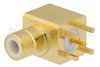 75 Ohm SMB Jack Right Angle Connector Solder Attachment Thru Hole PCB, .200 inch x .067 inch Hole Spacing