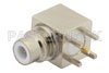 75 Ohm SMC Jack Right Angle Connector Solder Attachment Thru Hole PCB, .200 inch x .067 inch Hole Spacing