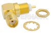 SMA Female Right Angle Bulkhead Mount Connector Solder Attachment Solder Cup Terminal, .235 inch D Hole
