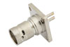 BNC Twinax Jack Connector Solder Attachment 4 Hole Flange Mount Solder Cup Terminal, .500 inch Threaded Hole Spacing
