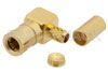 SSMB Plug Right Angle Connector Crimp/Solder Attachment for RG174, RG179, RG316, RG188, PE-B100, PE-C100, 0.100 inch, LMR-100