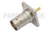 BNC Female Connector Solder Attachment 4 Hole Flange Mount Solder Cup Terminal, .500 inch Hole Spacing