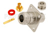 N Female Connector Clamp/Solder Attachment 4 Hole Flange For PE-SR402AL, PE-SR402FL, RG402, .718 inch Hole Spacing