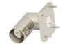 BNC Twinax Jack Right Angle Connector Solder Attachment Thru Hole PCB, .687 inch x .500 inch Hole Spacing