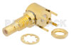 SMB Jack Right Angle Bulkhead Connector Solder Attachment Thru Hole PCB, .177 inch D Hole