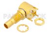 75 Ohm Mini SMB Jack Right Angle Bulkhead Connector Solder Attachment Thru Hole PCB, .177 inch D Hole