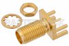 SMA Female Bulkhead Mount Connector Solder Attachment .062 inch End Launch PCB, .250 inch Diameter, .030 inch Diameter