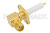 SMA Female Right Angle Connector Solder Attachment 4 Hole Flange Mount Pin Terminal, .340 inch Hole Spacing