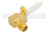 SMA Female Right Angle Connector Solder Attachment 2 Hole Flange Mount Pin Terminal, .481 inch Hole Spacing, 90 Degree Flange Direction