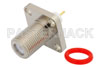 75 Ohm F Female Connector Solder Attachment 4 Hole Flange Mount Pin Terminal, .500 inch Hole Spacing