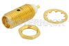 SMA Female Bulkhead Precision Connector Solder Attachment Stub Terminal, .250 inch Diameter