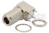 N Female Right Angle Bulkhead Mount Connector Solder Attachment Thru Hole PCB, .596 inch D Hole