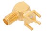 SSMA Female Right Angle Connector Solder Attachment Thru Hole PCB, .200 inch x .067 inch Hole Spacing