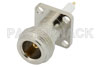 N Female Connector Solder Attachment 4 Hole Flange Mount Pin Terminal, .500 inch Hole Spacing