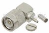 TNC Male Right Angle Connector Crimp/Solder Attachment for RG174, RG316, RG188, 0.100 inch, PE-B100, PE-C100, LMR-100