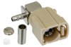 FAKRA Jack Right Angle Connector Crimp/Solder Attachment for RG174, RG316, RG188, .100 inch, PE-B100, PE-C100, LMR-100, Beige Color