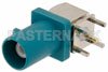 FAKRA Plug Right Angle Connector Solder Attachment Thru Hole PCB, Water Blue Color