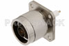 N Male Connector Solder Attachment 4 Hole Flange Mount Pin Terminal, .718 inch Hole Spacing, .050 inch Diameter