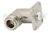 N Female Right Angle Connector Solder Attachment 4 Hole Flange Mount Solder Cup Terminal, .718 inch Hole Spacing
