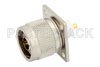 N Male Connector Solder Attachment 4 Hole Flange Mount Pin Terminal, .718 inch Hole Spacing, .120 inch Diameter