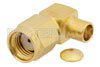 RP SMA Male Right Angle Connector Solder Attachment for PE-SR402AL, PE-SR402FL, RG402