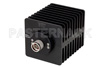 6 dB Fixed Attenuator, N Male to N Female Directional Black Anodized Aluminum Heatsink Body Rated to 100 Watts Up to 1.5 GHz
