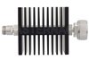 20 dB Fixed Attenuator, N Female To 7/16 DIN Male Directional Black Anodized Aluminum Heatsink Body Rated To 50 Watts Up To 7.5 GHz