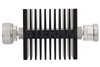10 dB Fixed Attenuator, 7/16 DIN Male To 7/16 DIN Female Directional Black Anodized Aluminum Heatsink Body Rated To 50 Watts Up To 7.5 GHz